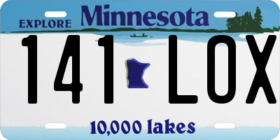 MN license plate 141LOX