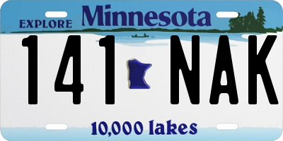 MN license plate 141NAK
