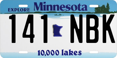 MN license plate 141NBK