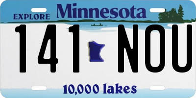 MN license plate 141NOU