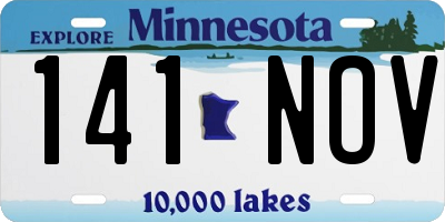 MN license plate 141NOV