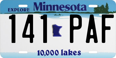 MN license plate 141PAF
