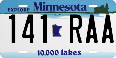 MN license plate 141RAA