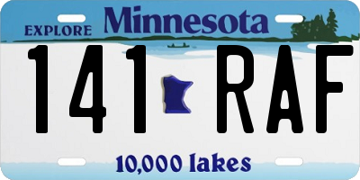 MN license plate 141RAF