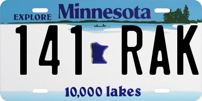 MN license plate 141RAK