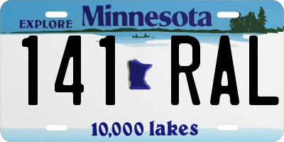 MN license plate 141RAL