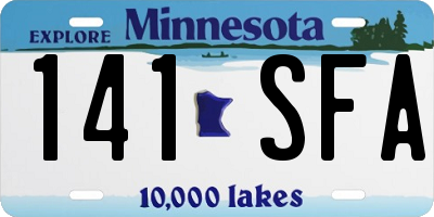 MN license plate 141SFA
