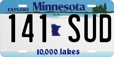 MN license plate 141SUD