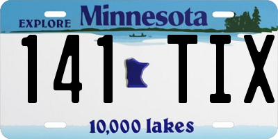 MN license plate 141TIX