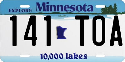 MN license plate 141TOA
