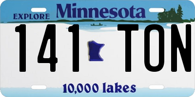 MN license plate 141TON