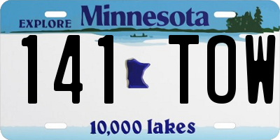MN license plate 141TOW