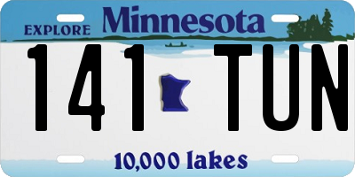 MN license plate 141TUN