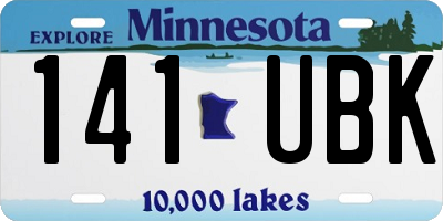 MN license plate 141UBK
