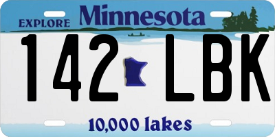 MN license plate 142LBK