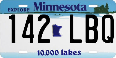 MN license plate 142LBQ