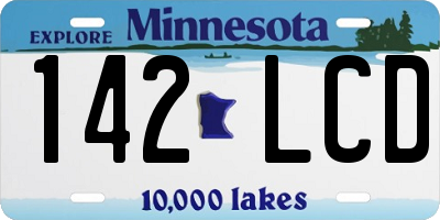 MN license plate 142LCD