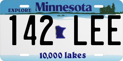 MN license plate 142LEE