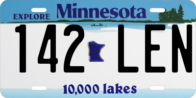 MN license plate 142LEN
