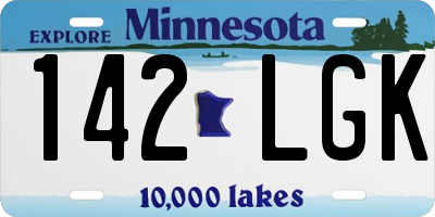 MN license plate 142LGK