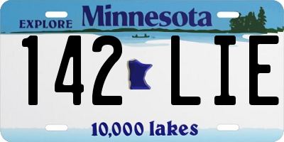 MN license plate 142LIE