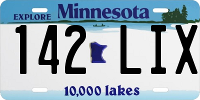 MN license plate 142LIX