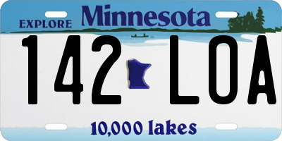 MN license plate 142LOA