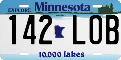MN license plate 142LOB