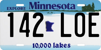 MN license plate 142LOE