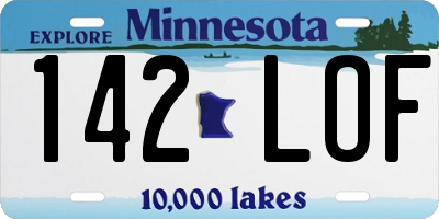 MN license plate 142LOF