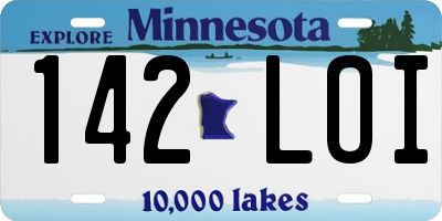 MN license plate 142LOI
