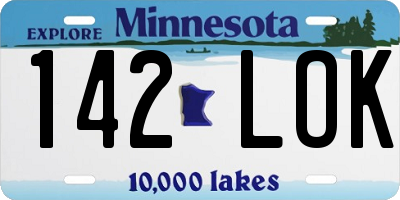 MN license plate 142LOK