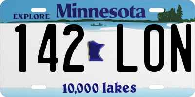 MN license plate 142LON