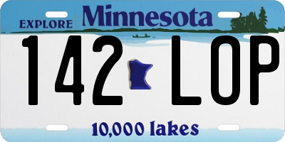 MN license plate 142LOP