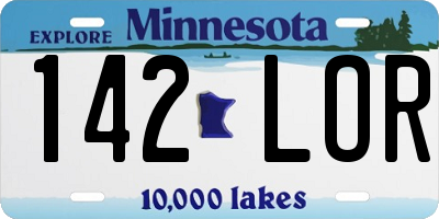 MN license plate 142LOR