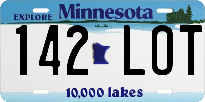 MN license plate 142LOT