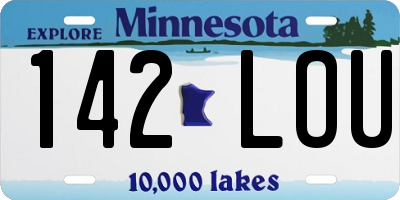 MN license plate 142LOU