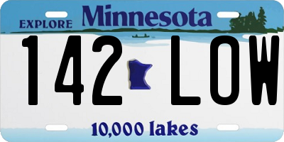 MN license plate 142LOW