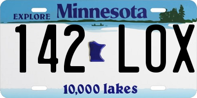 MN license plate 142LOX
