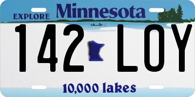 MN license plate 142LOY
