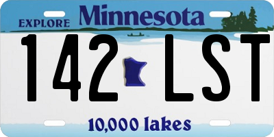 MN license plate 142LST
