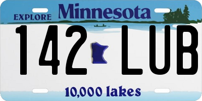 MN license plate 142LUB