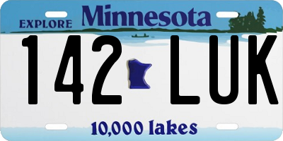 MN license plate 142LUK