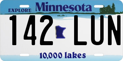 MN license plate 142LUN