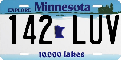 MN license plate 142LUV