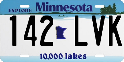 MN license plate 142LVK