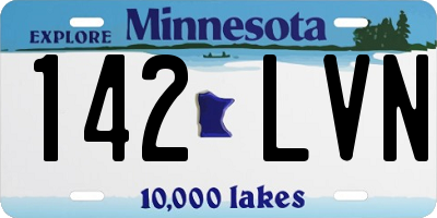 MN license plate 142LVN