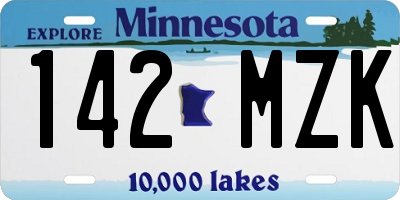 MN license plate 142MZK