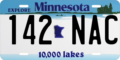 MN license plate 142NAC