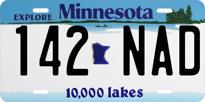 MN license plate 142NAD
